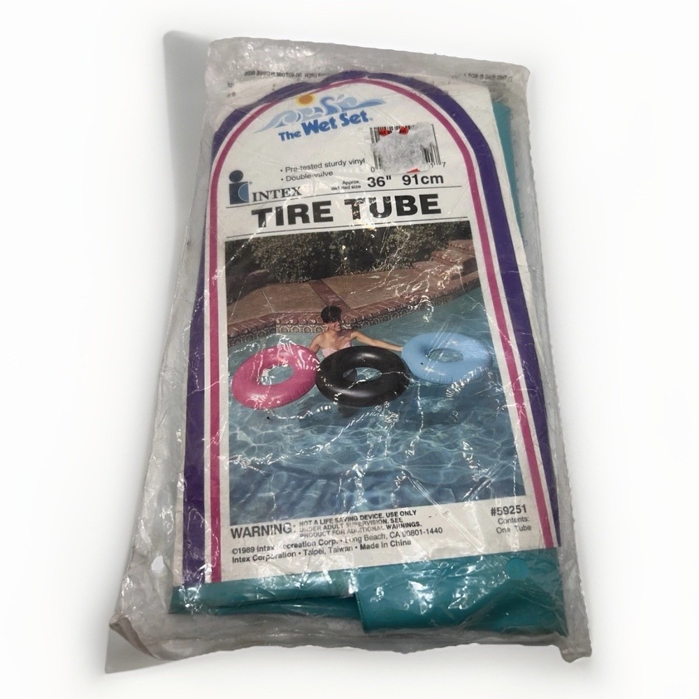 Vintage 1989 Intex The Wet Set Tire Tube 36" Blue Inflatable Pool Float 59251